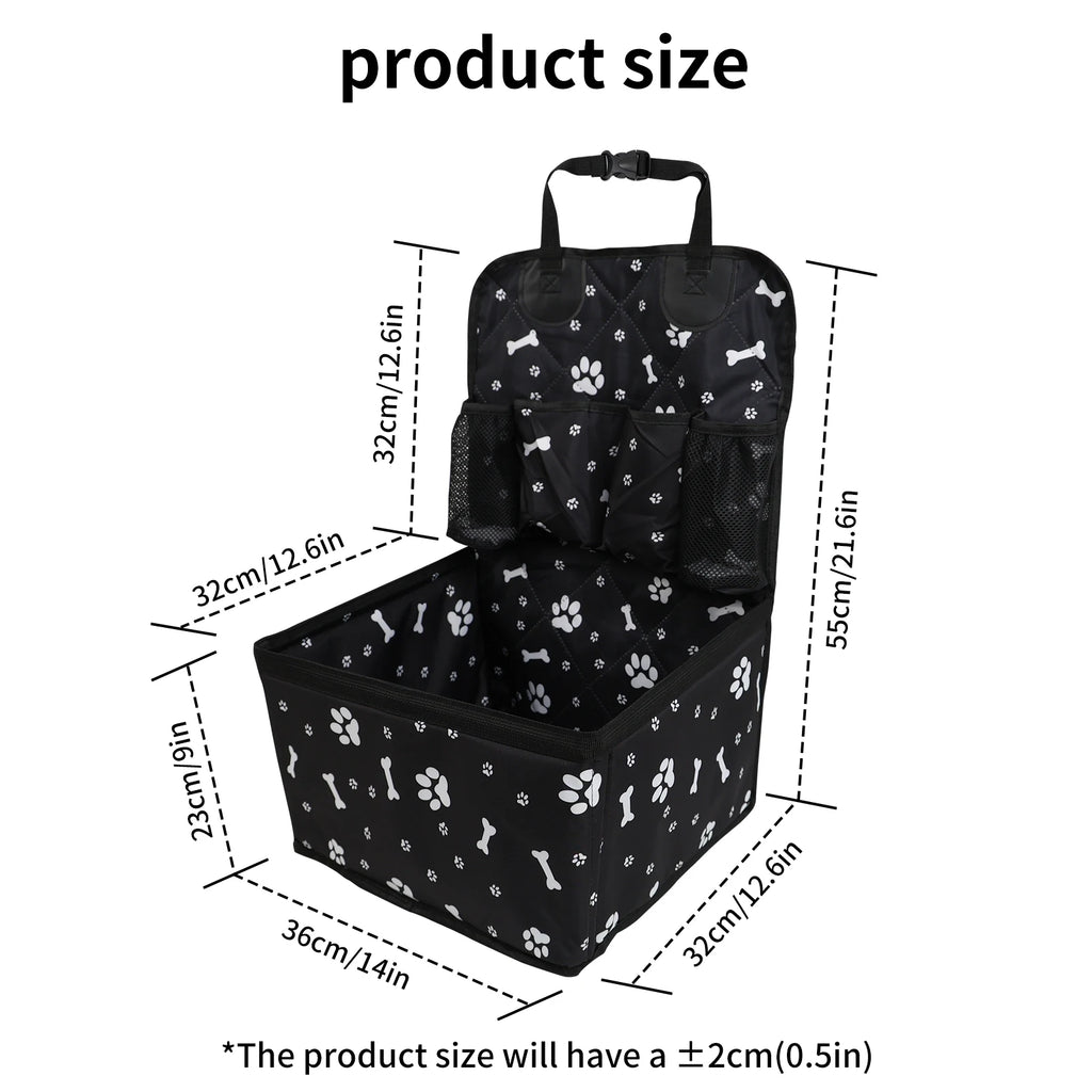 Pet Dog Car Seat with Storage Pockets Universal Pet Seat Cover for Small Medium Dogs Non-Slip Portable Travel Mat & Safety Bag