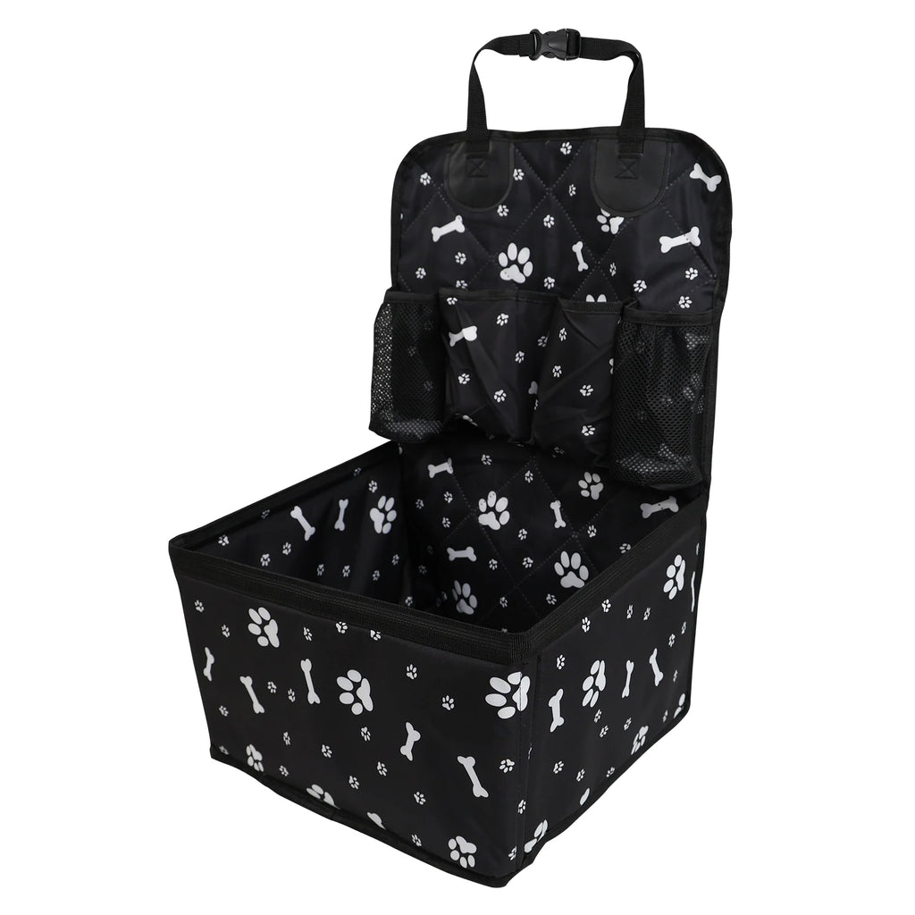 Pet Dog Car Seat with Storage Pockets Universal Pet Seat Cover for Small Medium Dogs Non-Slip Portable Travel Mat & Safety Bag